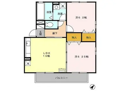 リビングタウン桶川朝日 A(2LDK/2階)の間取り写真