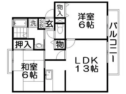 カルチェ東香里II(2LDK/2階)の間取り写真