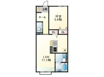 SUZU BELLECOURT(1LDK/1階)の間取り写真