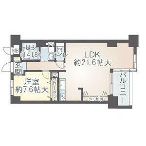 イーグルヘッド橦木(1LDK/11階)の間取り写真