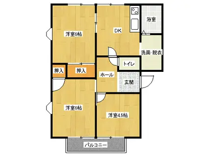 ラ・プリマヴェーラ(3DK/1階)の間取り写真