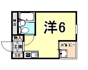 トクワⅠ(ワンルーム/2階)の間取り写真