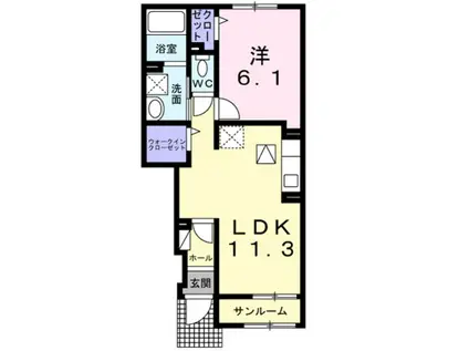 アリエッタ(1LDK/1階)の間取り写真