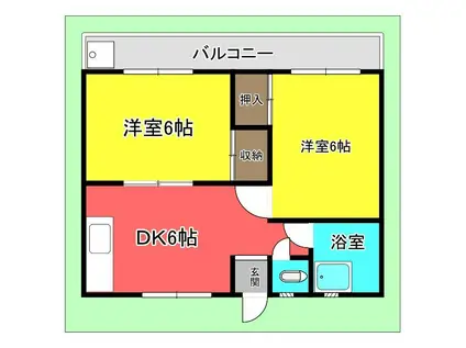 曙マンション(2DK/3階)の間取り写真