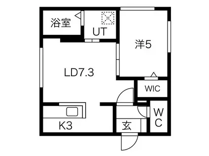 S.FIELD手稲本町 エスフィールド(1LDK/2階)の間取り写真