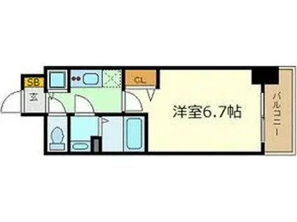 プレサンス金山デュアル(1K/13階)の間取り写真