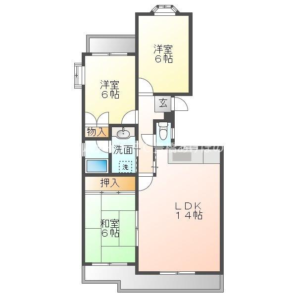 ヴィラ小鷹野(3LDK/3階)の間取り写真