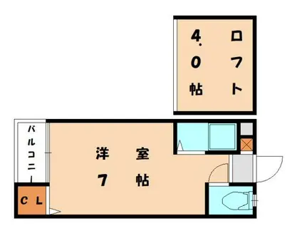 アーサー宗像(ワンルーム/2階)の間取り写真