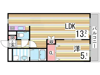 ベリーズガーデン(1LDK/1階)の間取り写真