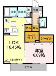 クレール湘南台V A(1LDK/1階)の間取り写真