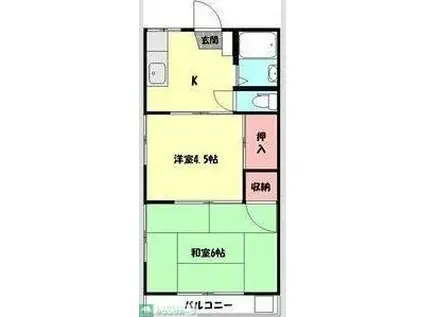 サンセゾン(2K/2階)の間取り写真