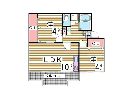 ロイヤルマンション1号棟(2LDK/2階)の間取り写真