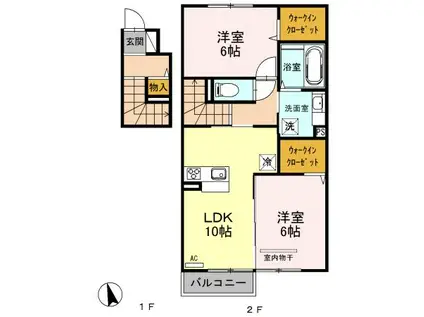 サンフラワー(2LDK/2階)の間取り写真