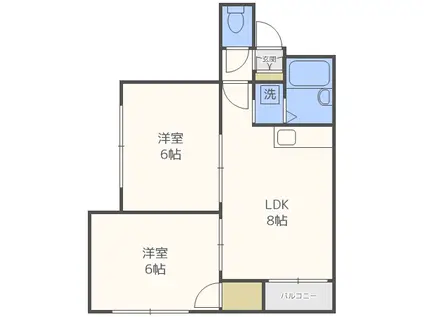 グランドヒルズ北19条(2LDK/3階)の間取り写真