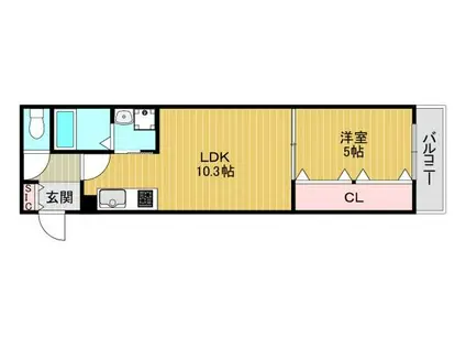 セレニティ照ヶ丘矢田A棟(1LDK/3階)の間取り写真