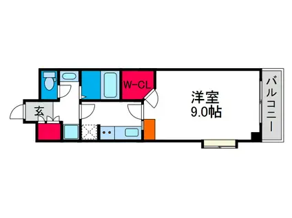 CITY SPIRE桜川II(1K/7階)の間取り写真