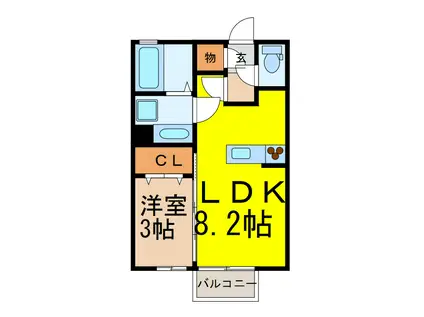 エールド クラージュ(1LDK/2階)の間取り写真