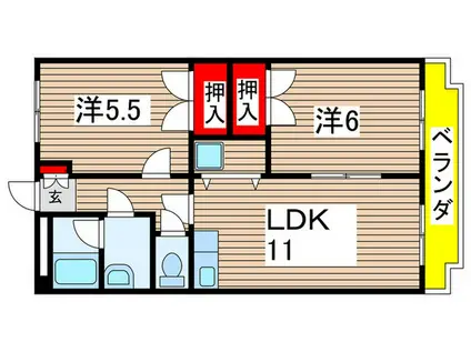 ハイパーク桃山(2LDK/2階)の間取り写真