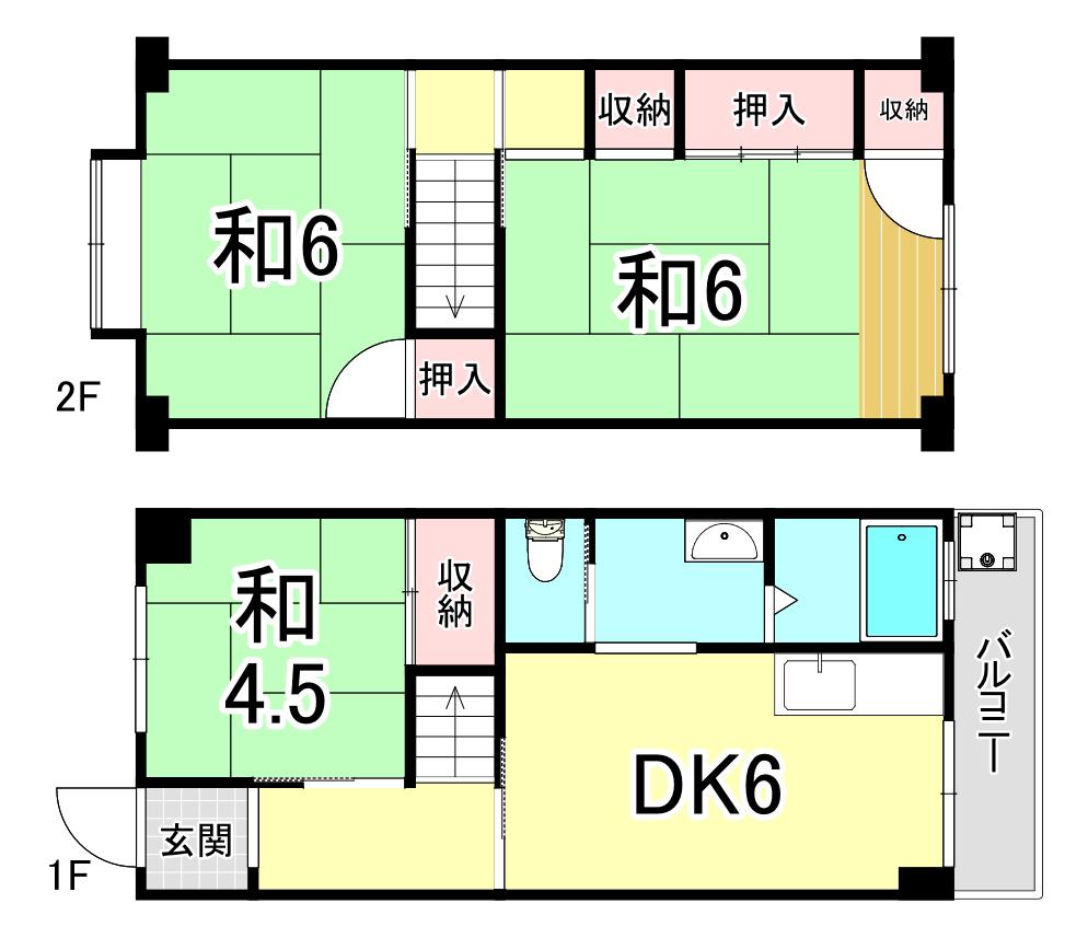 高丸ビル B棟(3DK/1階)の間取り写真