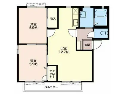 コモンシティ瀬名川(2LDK/2階)の間取り写真