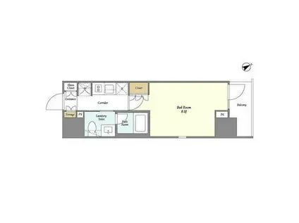 ジオエント門前仲町(1K/9階)の間取り写真