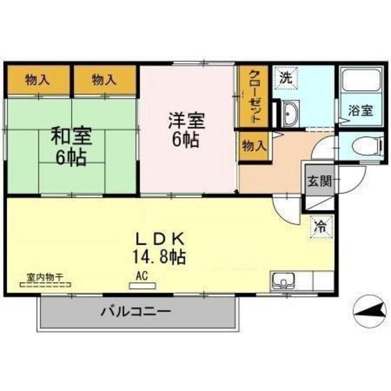 センティア谷本(2LDK/1階)の間取り写真