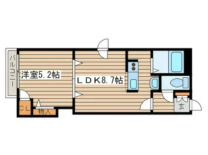 シャングリラA(1LDK/2階)の間取り写真