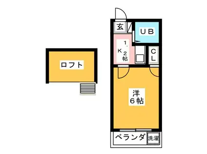ハイツ鍵屋西町 西棟(1K/2階)の間取り写真