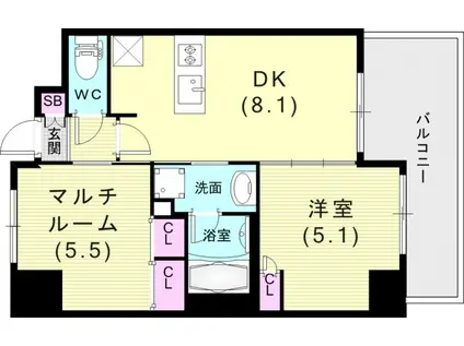 エステムプラザ神戸西IVインフィニティ(1SDK/7階)の間取り写真