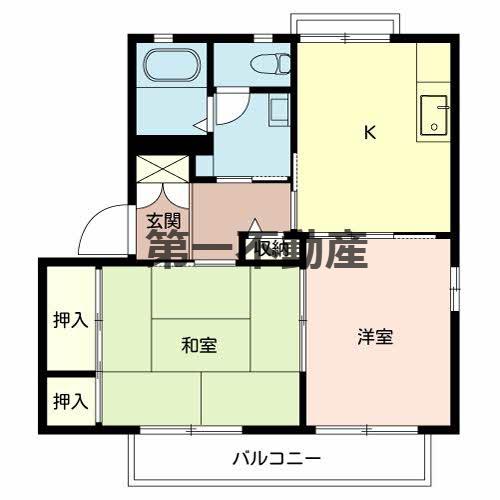 ハイツ ツェントリィシュ(2DK/2階)の間取り写真