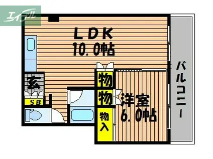 第二鶴身ビル(1LDK/4階)の間取り写真