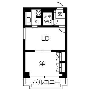 レインボー第3金山(1LDK/3階)の間取り写真