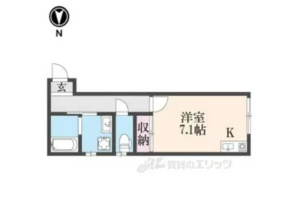 Kレジデンス神宮丸太町(ワンルーム/1階)の間取り写真