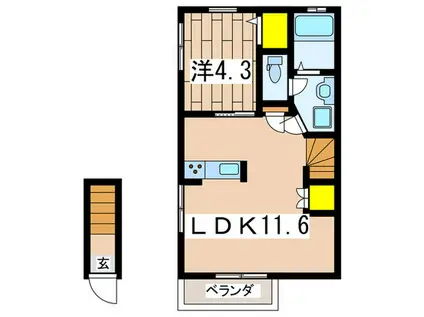 フォレストKII(1LDK/2階)の間取り写真