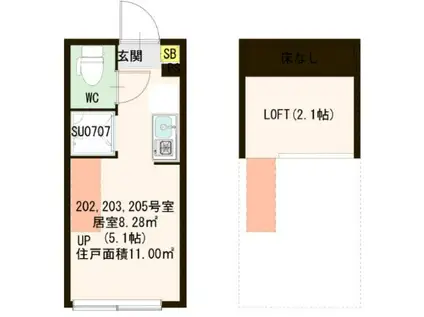 プランドール桜台(ワンルーム/2階)の間取り写真