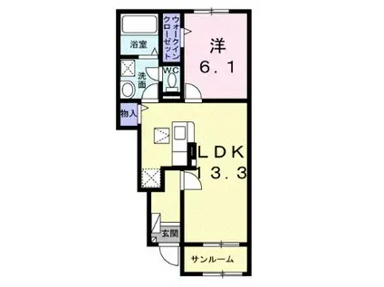 グラン シエル 壱番館(1LDK/1階)の間取り写真