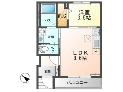 雫VII(1LDK/1階)の間取り写真