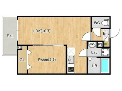 ジーメゾン春日部浜川戸(1LDK/1階)の間取り写真