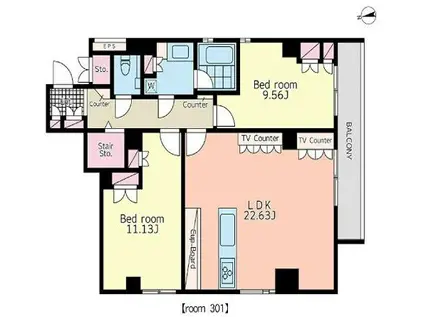 プラチネサンク(2LDK/3階)の間取り写真