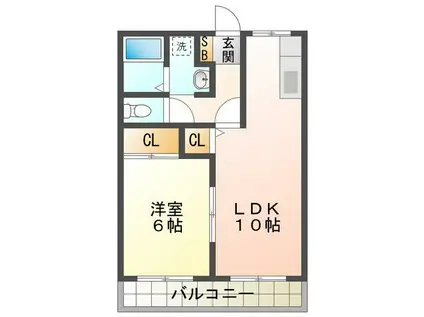 サンクレシェ(1LDK/2階)の間取り写真