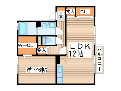 グルニールA(1LDK/2階)の間取り写真