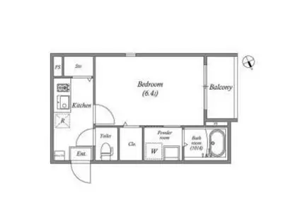 グランディールソレイユ(1K/1階)の間取り写真