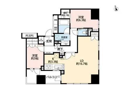 ザ・パークハウス築地入船(2LDK/8階)の間取り写真