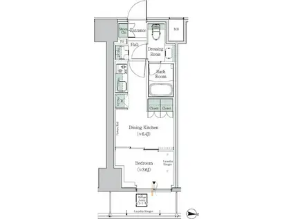 ワンルーフレジデンス中野南台(1DK/2階)の間取り写真