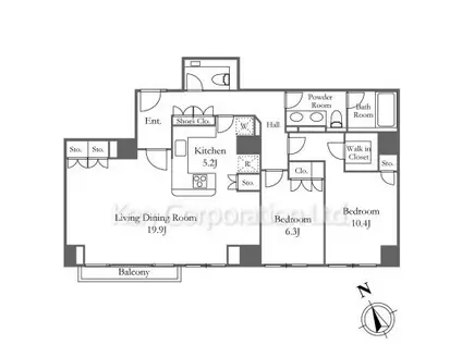 キングホームズ青山(2LDK/6階)の間取り写真