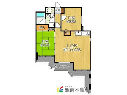 ライオンズマンション南福岡第2(2LDK/3階)の間取り写真