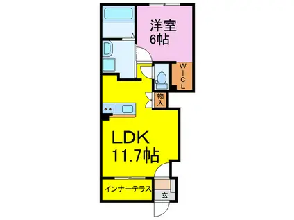 羽生市東スターテラスII(1LDK/1階)の間取り写真