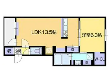 ネコフィーノルナ(1LDK/1階)の間取り写真