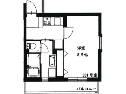 ファーム・ヴィラII(1K/3階)の間取り写真