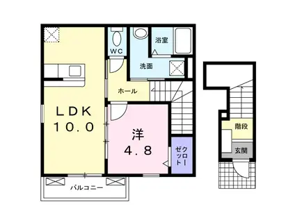 ディアコート(1LDK/2階)の間取り写真